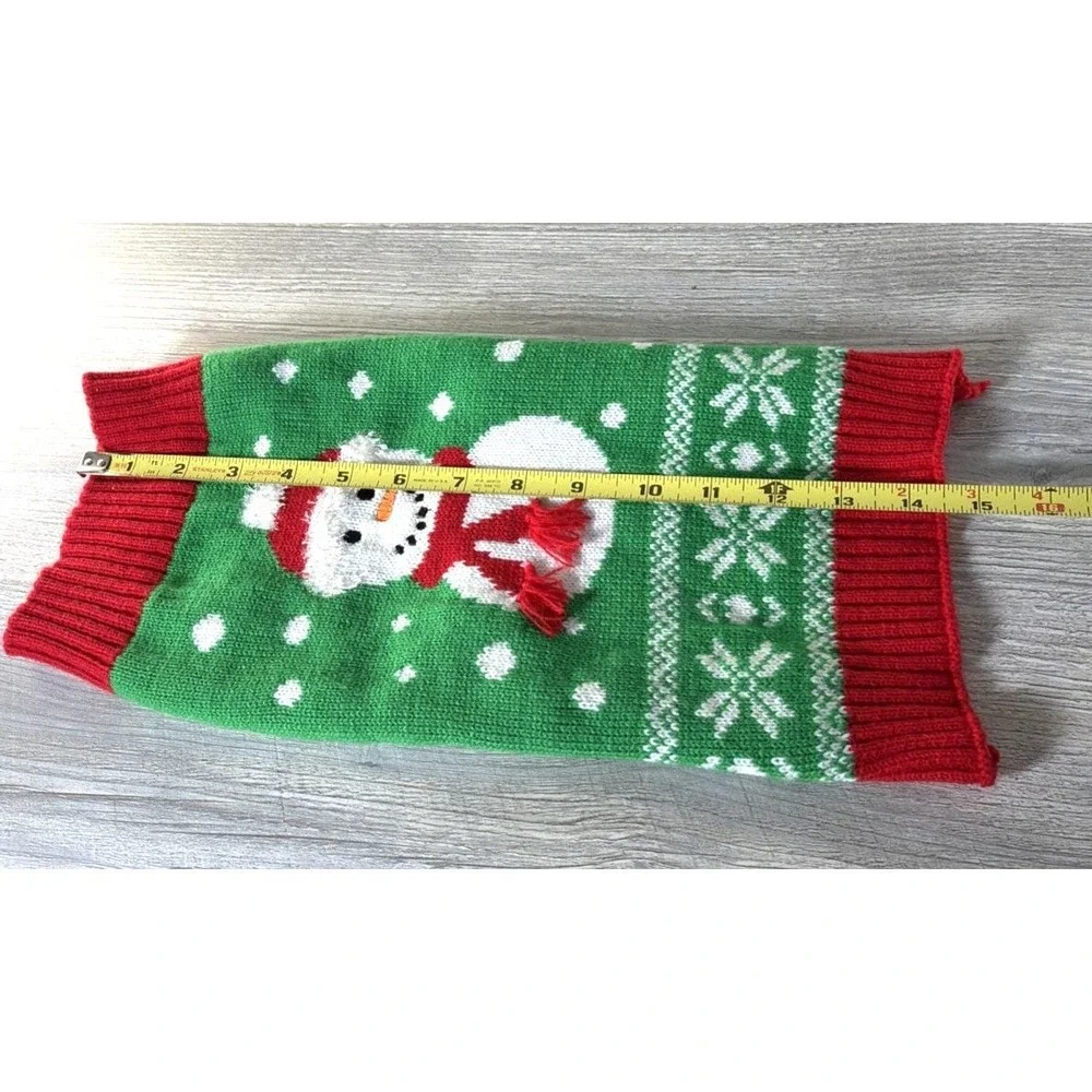 Simply Dog Snowman Snowflakes Christmas Holiday Dog Sweater Red White Medium New